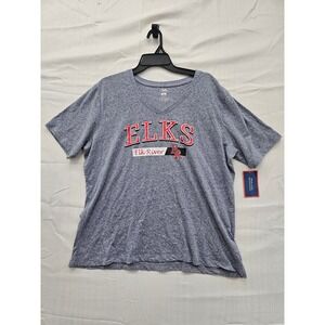 Pel Athletic Elk River‎ Elks V-Neck Graphic T-Shirt Blue Heather XL 605004